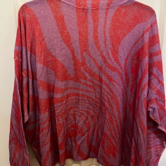NWT Pilcro by Anthropologie 100% cashmere pink/purple zebra print sweater, 3X - Picture 5 of 12